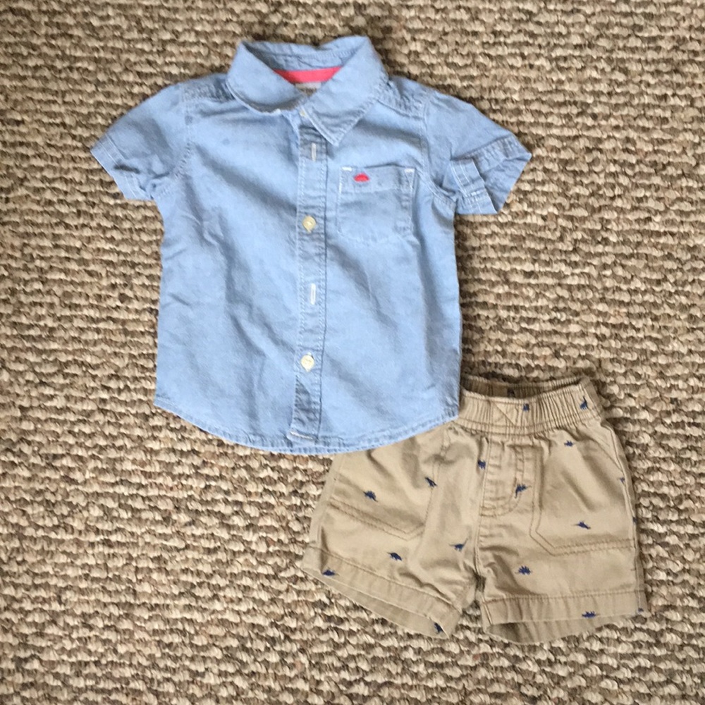 Baby boys khaki short and Jean shirt